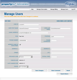 Manage Users (Adding a User) Screen Shot