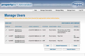 Manage Users (Adding a User) Screen Shot